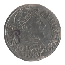 Lithuanian grosz on a Polish foot, Sigismund II Augustus (King of Poland; 1544–1572). Obverse: