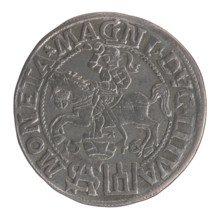 Lithuanian grosz on a Polish foot, Sigismund II Augustus (King of Poland; 1544–1572). Obv.: Crowned