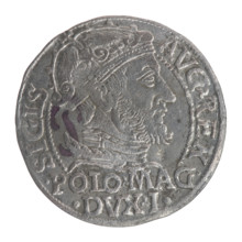 Lithuanian grosz on a Polish foot, Sigismund II Augustus (King of Poland; 1544–1572). Obverse: