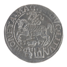 Lithuanian grosz on a Polish foot, Sigismund II Augustus (King of Poland; 1544–1572). Obverse: