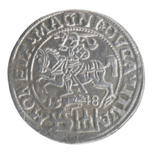 Lithuanian grosz on a Polish foot, Sigismund II Augustus (King of Poland; 1544–1572). Polish coin,