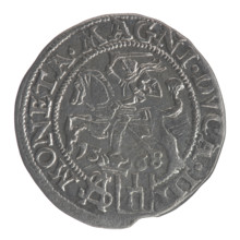 Lithuanian grosz on a Polish foot, Sigismund II Augustus (King of Poland; 1544–1572). Obverse: