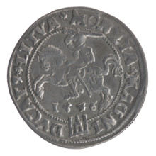 Lithuanian grosz on a Lithuanian foot, Sigismund II Augustus (King of Poland; 1544–1572).