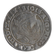 Lithuanian grosz on a Lithuanian foot, Sigismund II Augustus (King of Poland; 1520–1572), coats of