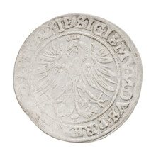 Lithuanian grosz, Sigismund I the Old (King of Poland; 1506–1548). Obverse: Polish crowned eagle;