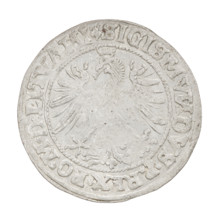 Lithuanian grosz, Sigismund I the Old (king of Poland; 1506–1548). Obverse: Polish Eagle with a