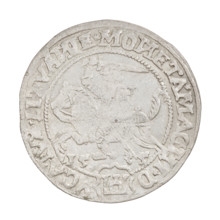 Lithuanian grosz, Sigismund I the Old (king of Poland; 1506–1548). Obverse: Polish crowned eagle;