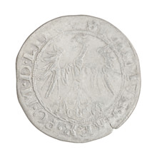 Lithuanian grosz, Sigismund I the Old (King of Poland, 1506–1548). Obverse: Polish Eagle; in rim