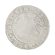 Lithuanian grosz of Sigismund I the Old (King of Poland, reign 1506–1548). Obverse: Crowned Polish