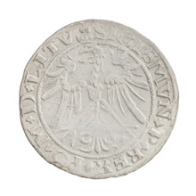 Lithuanian grosz, Sigismund I the Old (King of Poland; 1506–1548). Obverse: Polish eagle with a