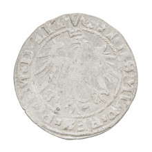 Lithuanian grosz, Sigismund I the Old (King of Poland; 1506–1548). Obverse: Polish crowned eagle;