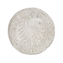 Prussian grosz, Sigismund I the Old (King of Poland; 1506–1548); obverse: crowned male bust in