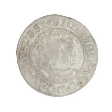 Prussian grosz, Sigismund I the Old (King of Poland; 1506–1548). Obverse: crowned male bust in