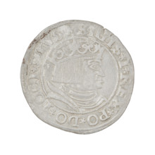 Prussian grosz, Sigismund I the Old (King of Poland; 1506–1548). Obverse: crowned male bust in