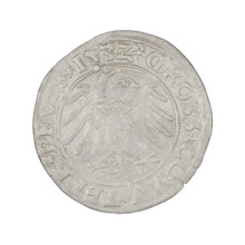 Prussian grosz, Sigismund I the Old (King of Poland; 1506–1548). Obverse: Crowned male bust in