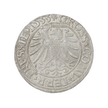 Prussian grosz (1533) depicting Sigismund I the Old (King of Poland, 1506–1548). Obverse: crowned