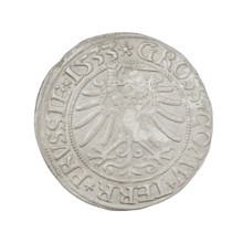 Prussian grosz, Sigismund I the Old (King of Poland; 1506–1548); 1533. Obverse: crowned male bust