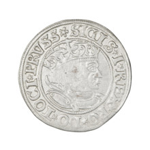 Prussian grosz, Sigismund I the Old (King of Poland; reign 1506–1548). Obverse: Crowned male bust