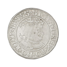 Prussian grosz of Sigismund I the Old (King of Poland, 1506–1548). Obverse: Crowned male royal bust