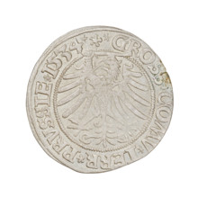 Prussian grosz (1534) depicting Sigismund I the Old (King of Poland, 1506–1548). Obverse: crowned