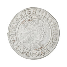 Prussian grosz, Sigismund I the Old (King of Poland; 1506–1548); obverse: crowned male bust in