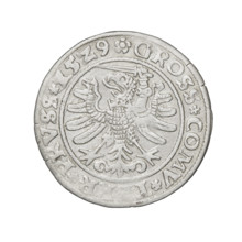 Prussian grosz, Sigismund I the Old (King of Poland; 1506–1548); silver coin (grosz), 1529.
