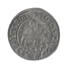 Lithuanian half-grosz, Sigismund II Augustus (King of Poland; 1544–1572). Obverse: Lithuanian