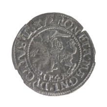 Lithuanian half-grosz, Sigismund II Augustus (King of Poland; 1544–1572). Obverse: Polish Eagle; in