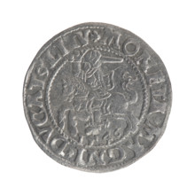 Lithuanian half-grosz, Sigismund II Augustus (King of Poland; 1544–1572). Obverse: Polish Eagle; in