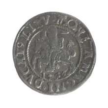 Lithuanian half-grosz, Sigismund II Augustus (King of Poland; 1544–1572). Obverse: Polish Eagle; in