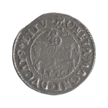Lithuanian half-grosz, Sigismund II Augustus (King of Poland; 1544–1572). Obverse: Polish Eagle; in