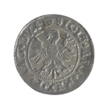 Lithuanian half-grosz, Sigismund II Augustus (King of Poland; 1544–1572). Obverse: Polish Eagle; in