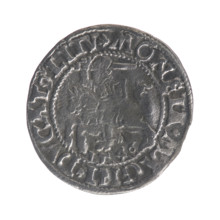 Lithuanian half-grosz, Sigismund II Augustus (King of Poland; 1544–1572). Obverse: Polish Eagle; in