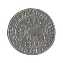Lithuanian half-grosz, Sigismund II Augustus (King of Poland; 1544–1572). Obverse: Polish eagle