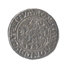 Lithuanian half-grosz, Sigismund II Augustus (King of Poland; 1544–1572). Obv.: Polish Eagle; in