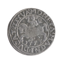 Lithuanian half-grosz, Sigismund II Augustus (King of Poland, 1544–1572). Obverse: Polish Eagle; in