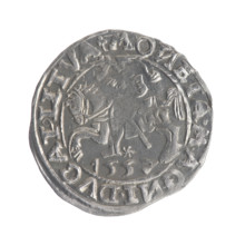 Lithuanian half-grosz, Sigismund II Augustus (King of Poland; 1544–1572). Obverse: Polish Eagle; in