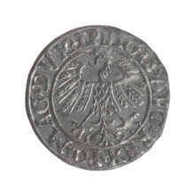 Lithuanian half-grosz, Sigismund II Augustus (King of Poland; 1544–1572). Obverse: Polish Eagle; in