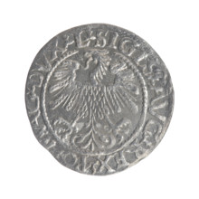 Lithuanian half-grosz, Sigismund II Augustus (King of Poland; 1544–1572); coats of arms; Jagiellons