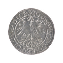 Lithuanian half-grosz, Sigismund II Augustus (King of Poland; 1544–1572); emblems, Jagiellons