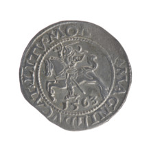 Lithuanian half-grosz, Sigismund II Augustus (King of Poland; 1544–1572). Obverse: Polish eagle;