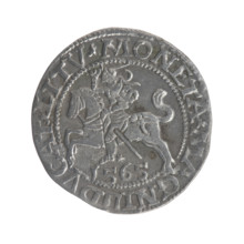 Lithuanian half-grosz, Sigismund II Augustus (King of Poland; 1544–1572). Obverse: Polish eagle;