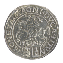 Lithuanian grosz on a Polish foot, Sigismund II Augustus (King of Poland; 1544–1572). Polish coin