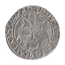 Lithuanian grosz on a Polish foot, Sigismund II Augustus (King of Poland; 1544–1572). Obverse: