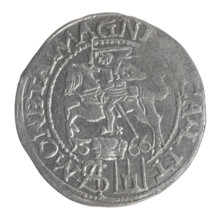 Lithuanian grosz on a Polish foot, Sigismund II Augustus (King of Poland; 1544–1572). Polish coin,