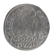 Lithuanian grosz on a Polish foot, Sigismund II Augustus (King of Poland; 1544–1572). Polish coin