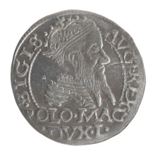 Lithuanian grosz on a Polish foot, Sigismund II Augustus (King of Poland; 1544–1572). Obverse: