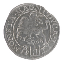 Lithuanian grosz on a Polish foot, Sigismund II Augustus (King of Poland; 1544–1572). Obverse: