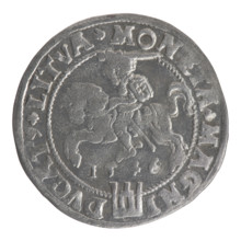 Lithuanian grosz on a Lithuanian foot, Sigismund II Augustus (King of Poland; 1544–1572); coats of