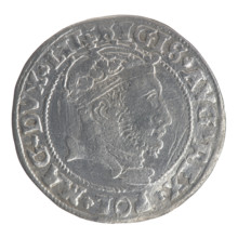 Lithuanian grosz on a Lithuanian foot, Sigismund II Augustus (King of Poland; 1544–1572), coats of
